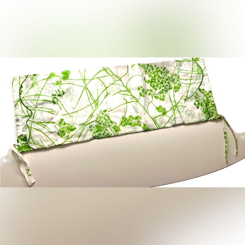 New D. Porthault Voile Pilllowcase (Neckroll) Bright Green Flowers on White